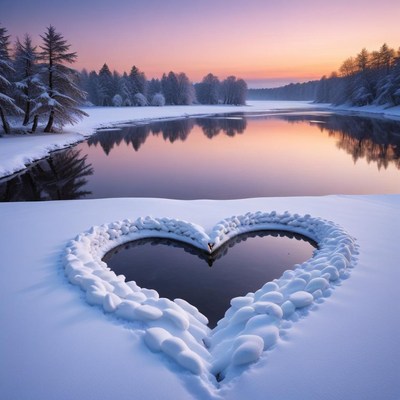 Heart shape in winter landscape