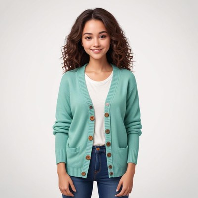 Smiling woman in cozy sweater