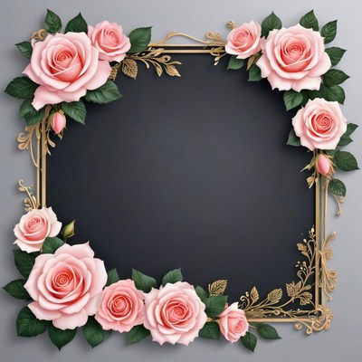 Floral frame with pink roses design