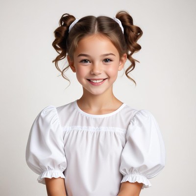 Smiling girl in white dress