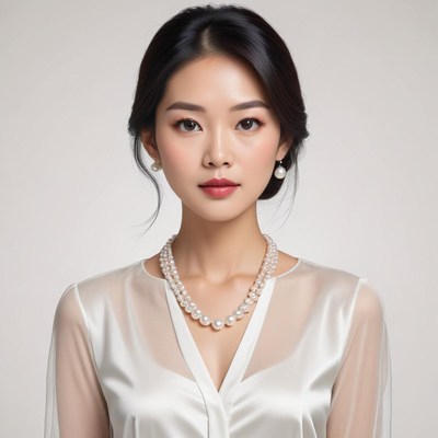 Elegant woman in pearl jewelry