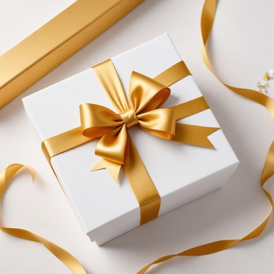Elegant golden gift box decoration