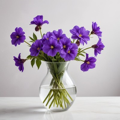 Bright purple flowers in vase