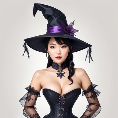 Elegant witch costume for halloween party