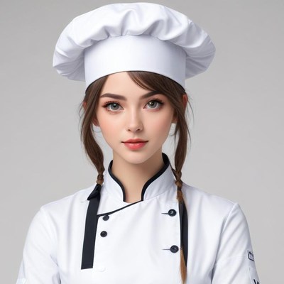 Professional chef in white uniform