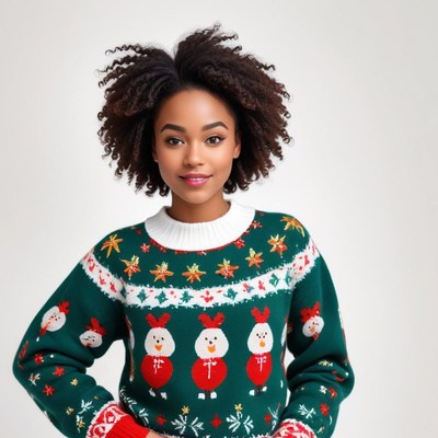 Festive holiday sweater fashion shoot
