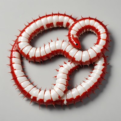 Colorful worm on a gray surface