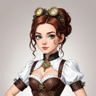 Steampunk girl with goggles and clockwork
