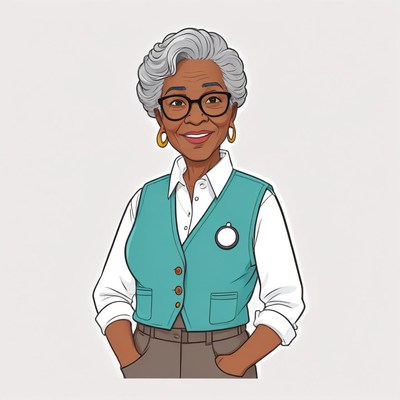 Friendly older woman in stylish outfit