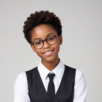 Confident girl in formal attire