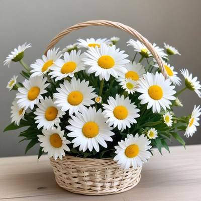 Daisies in a woven basket