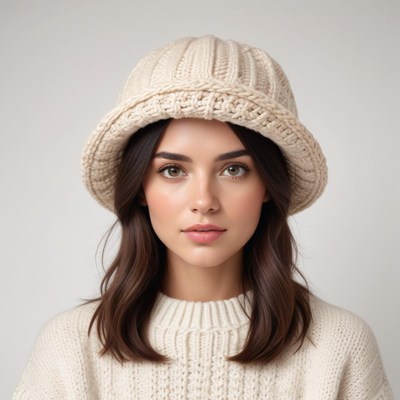 Woman wearing knitted hat indoors