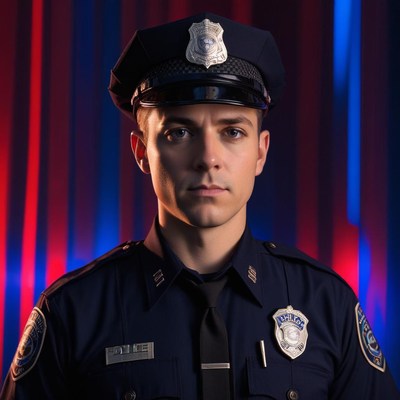 Police officer portrait with dramatic lighting