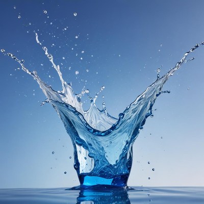 Liquid splash against blue sky