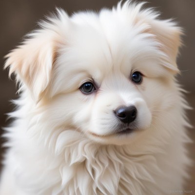 Cute fluffy puppy with soulful eyes