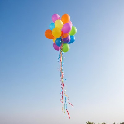 Colorful balloons floating in the sky