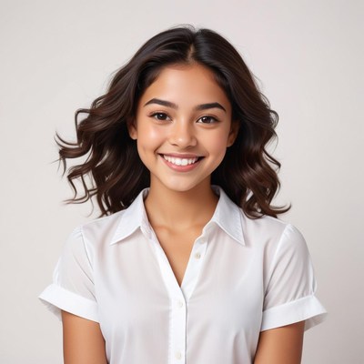 Bright smile on a neutral background