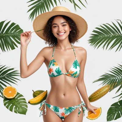 Summer vibes with fruit and leaves