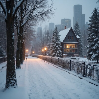 Snowy evening in the city