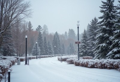 Snowy pathway in winter park