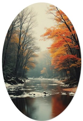 Autumn river scene with trees