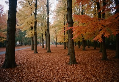 Autumn forest with colorful leaves