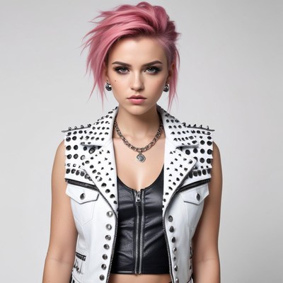 Fashionable young woman in leather