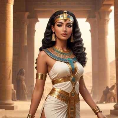Egyptian queen in ancient palace