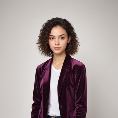Stylish model in purple blazer