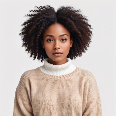Portrait of a young woman with curly hair