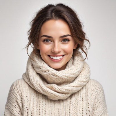 Smiling woman in cozy sweater