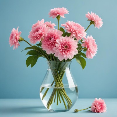 Pink flowers in clear vase