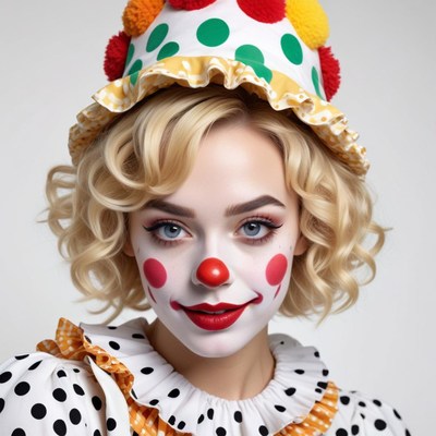 Colorful clown with playful makeup