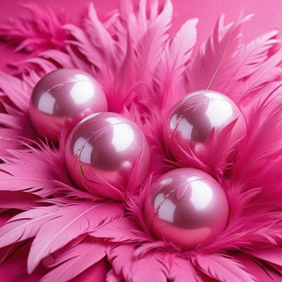 Decorative pink feathers and balls