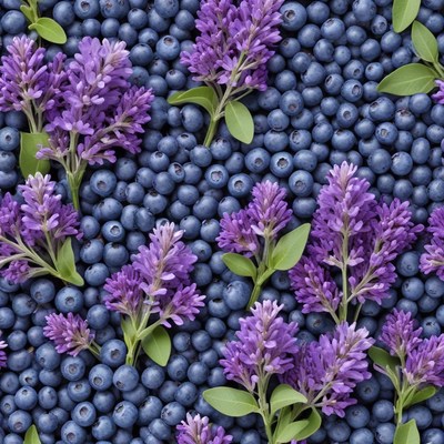 Blueberries and purple flowers arrangement