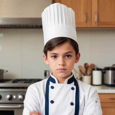 Young chef in kitchen with determination