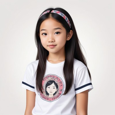 Young girl with long hair and headband