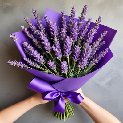 Beautiful lavender bouquet presentation