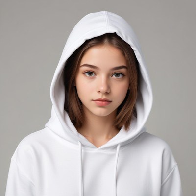 Young woman with hoodie look