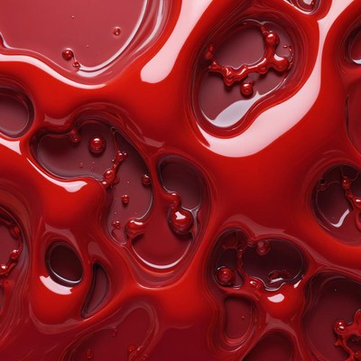 Red liquid with unique textures and patterns