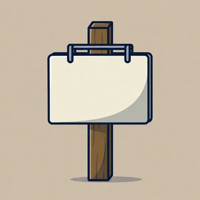 Blank sign standing on wood post