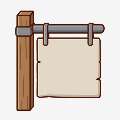 Blank sign on wooden post