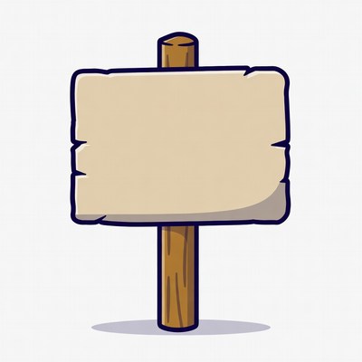 Blank wooden sign on a post