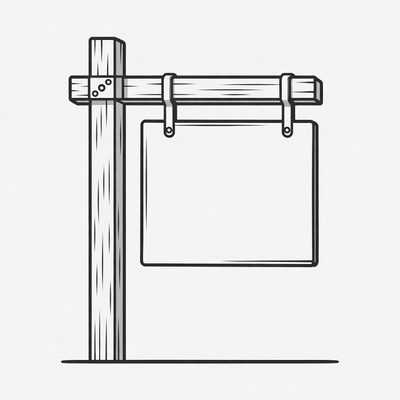 Blank wooden signpost in nature