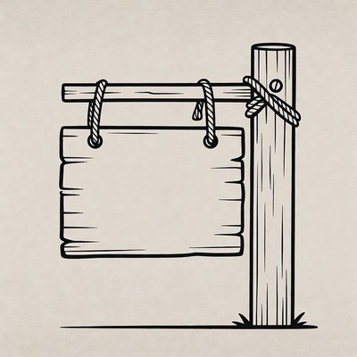 Blank wooden sign on a post