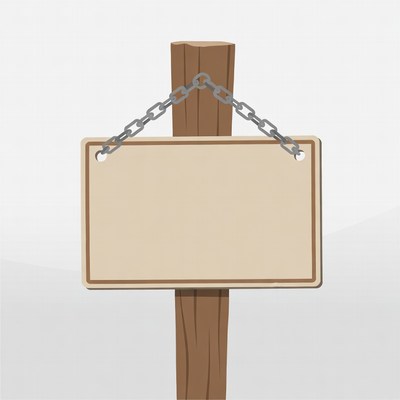 Empty sign on wooden post