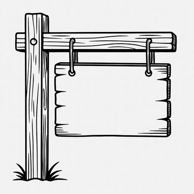 Wooden signpost with empty board