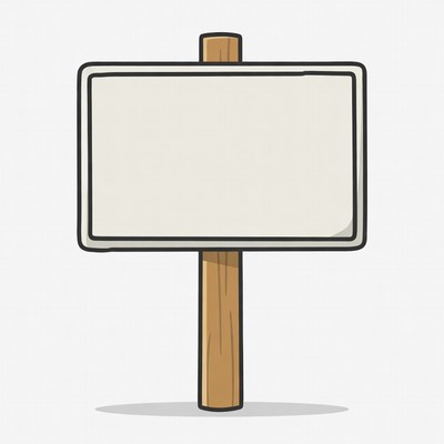 Blank sign on wooden post