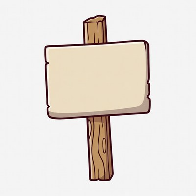 Blank sign on a wooden post