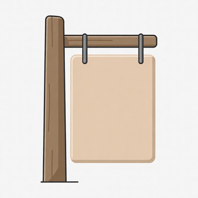 Blank wooden sign on a post